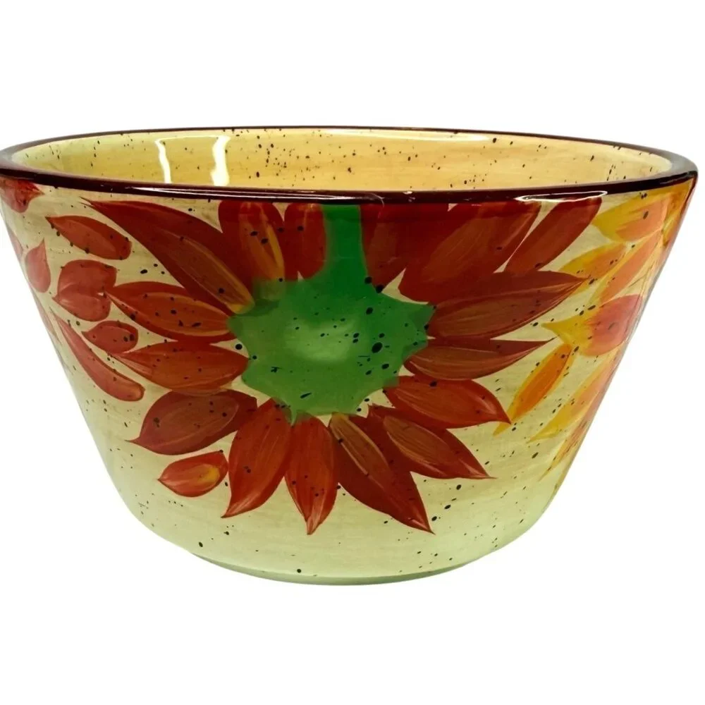 Pfaltzgraff Evening Sun Sunflower Bowl Set Of 2 Hand Painted Soup Cereal Ceramic